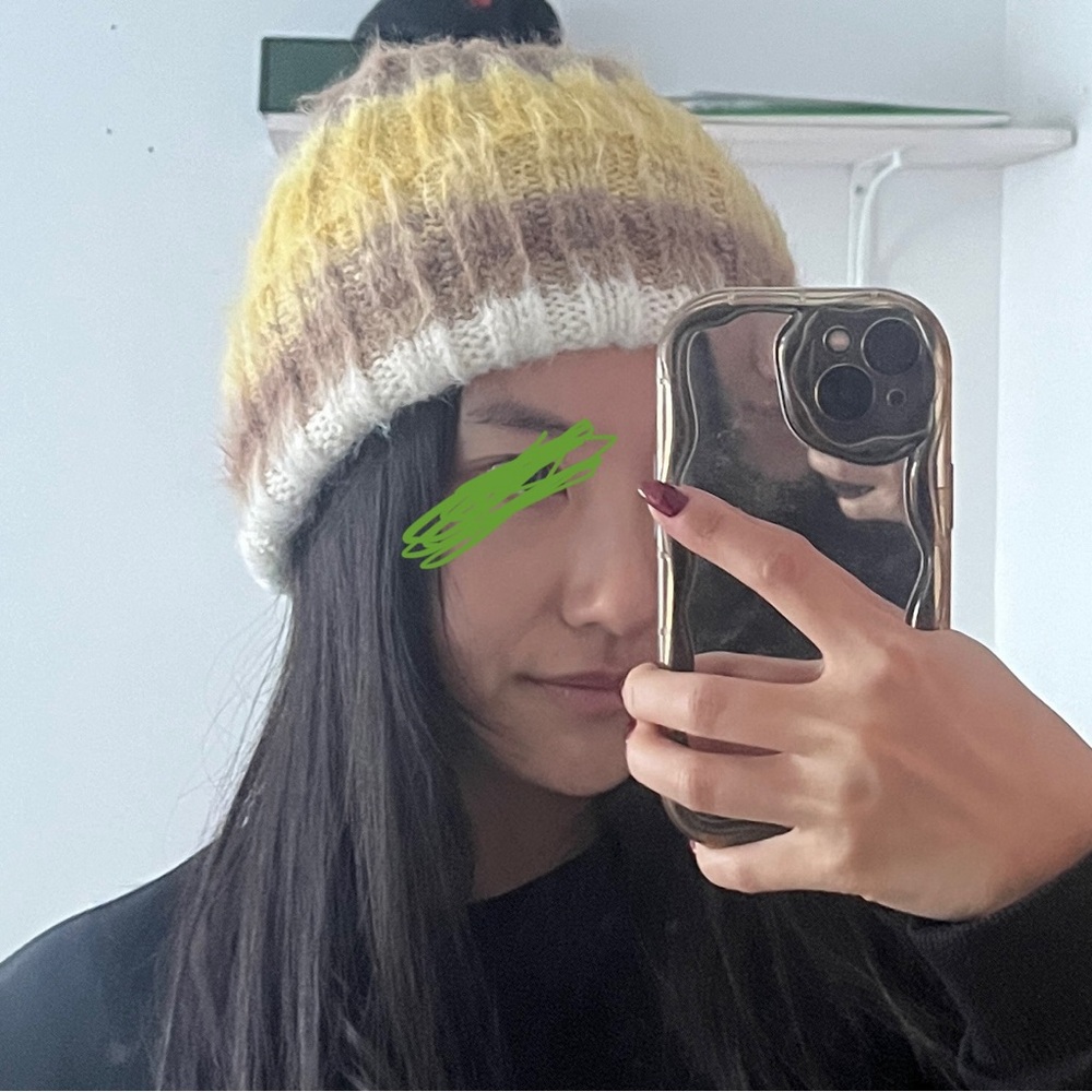 HANDMADE Yellow and Brown Knit Beanie